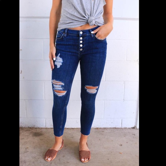 Free People Denim - NWT Free People Reagan Button Front Skinny Jean 30
